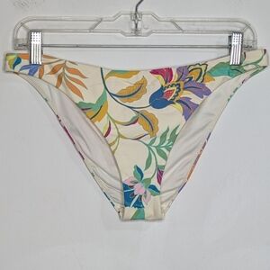 NWT O'Neill Rockley off white colorful floral medium coverage bikini bottom L